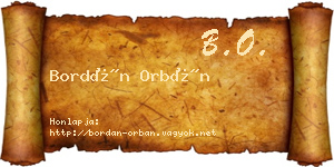 Bordán Orbán névjegykártya